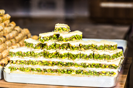 Spice Bazaar in Istanbul. Tea, herbs and spices. baklavaの写真素材
