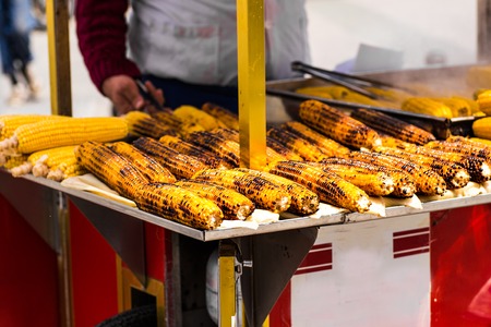grilled corn on the cob on a street in Istanbul