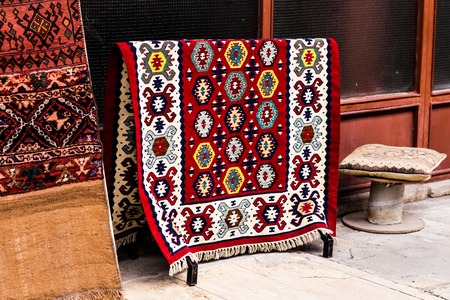 Oriental carpets in the market in Istanbulの写真素材