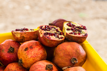 pomegranates  in a street market in Istanbulの写真素材