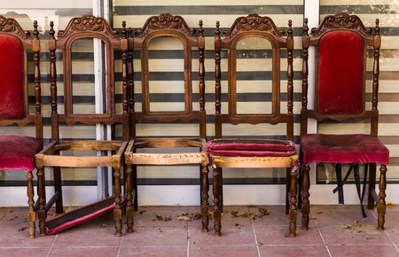 old chairs in the street in Istanbulの写真素材