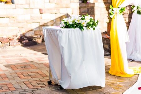 Wedding ceremony decoration.  beautiful decor for a weddingの写真素材