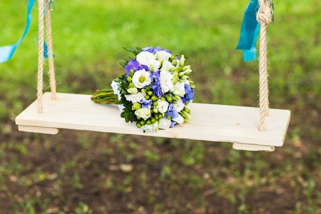Beautiful Bridal bouquet of various flowers. Wedding dayの写真素材