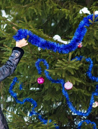 Christmas decorations, bells and Christmas tree balls.の写真素材
