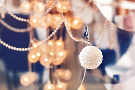 Christmas decorations, bells and Christmas tree balls.の写真素材