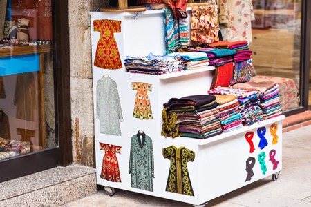 oriental cushions.Textiles in the bazaar in Istanbulの写真素材
