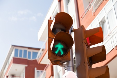 Traffic lights with the green light lit.の写真素材