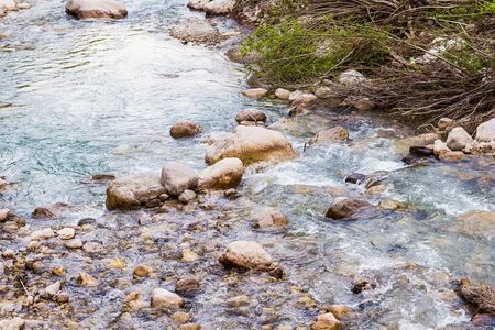 Landscape with forest, river and stones in Turkey.の写真素材