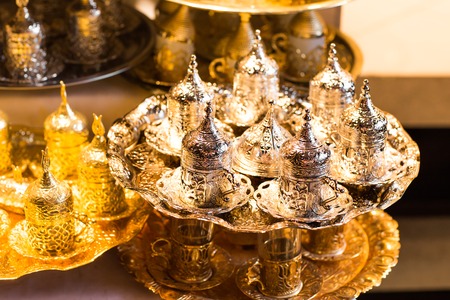 Copper traditional pepper mill on the bazaar of Istanbul.の写真素材