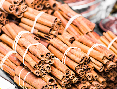 Bunch of cinnamon sticks in Istanbul bazaar