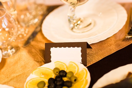 Wedding Reception Table with blank name settings.
