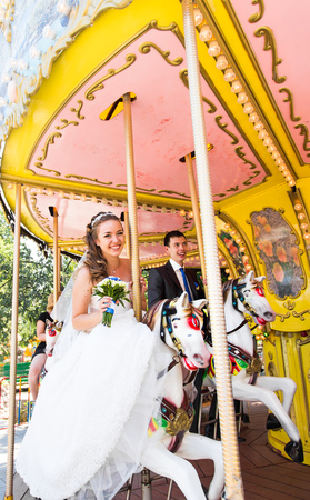 loving couple in the park entertainment and amusementの写真素材