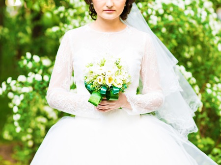 nice wedding bouquet in bride's hand. Bridal bouquet.の写真素材