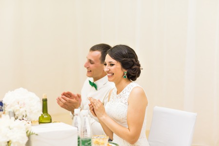 Happy bride and groom on their  wedding.の写真素材