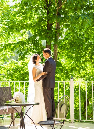 Happy bride and groom on their  wedding.の写真素材