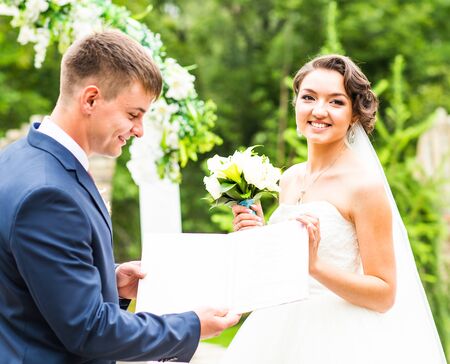 Holding Hand Groom And Bride, wedding coupleの写真素材