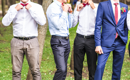 Groom With Best Man And Groomsmen At Wedding.の写真素材