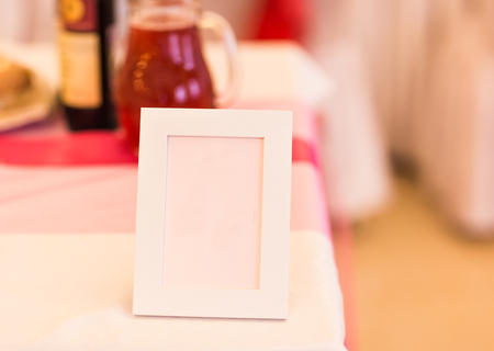 Blank event Guest Card on restaurant tableの写真素材