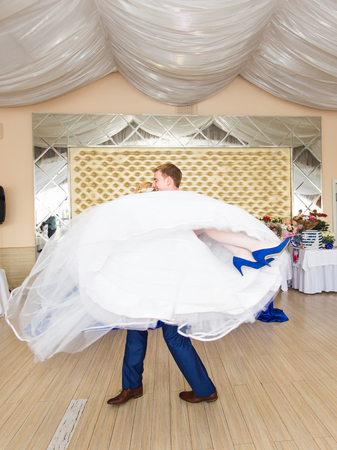wedding dance of bride and groom. Wedding partyの写真素材