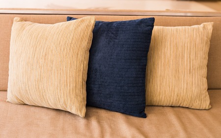 Decorative pillow natural Fabric. many colored cushionsの写真素材