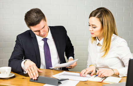 Business people discussing ideas at meeting in the office