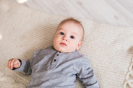 Portrait of a cute 6 months baby boy.の写真素材