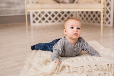 Portrait of a cute 6 months baby boy.の写真素材