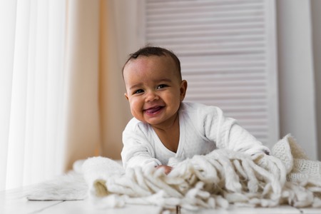 Happy Mixed Race Toddler Boy. Adorable little african american baby boy - Black people.の写真素材