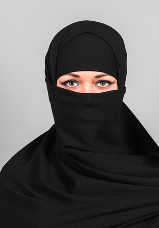 Muslim woman in niqab. Niqab and saudiの写真素材