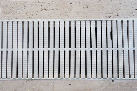 grating decorate with pool for filter and treatment waterの写真素材