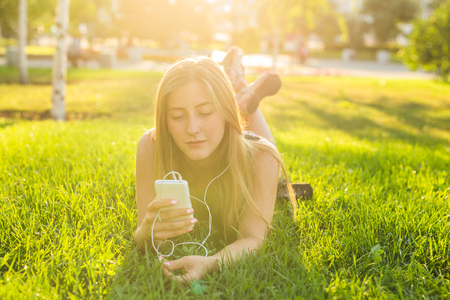 Woman listening to the musicの写真素材