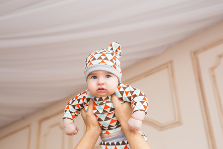 Adorable Caucasian baby. Portrait of a three months old baby boyの写真素材