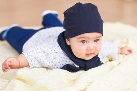 portrait of happy little baby boy smilingの写真素材