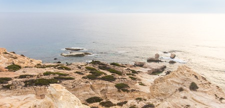 View of the beach with white rocks. Cyprusの写真素材