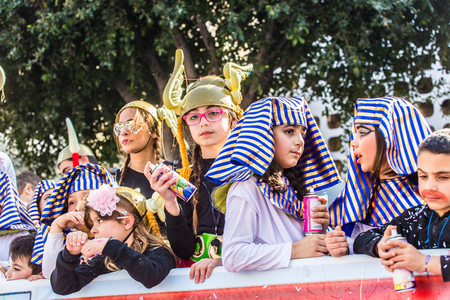 LIMASSOL, CYPRUS - FEBRUARY 26: Children Carnival takes part in Children carnival parade, February 26, 2017 in Limassol, Cyprusのeditorial素材