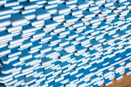 Gym with yoga mats interiorの写真素材