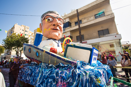LIMASSOL, CYPRUS - FEBRUARY 26: Grand Carnival Parade - an unidentified people of all ages ,gender and nationality in colorful costumes during the street carnival, February 26, 2017 in Limassolのeditorial素材