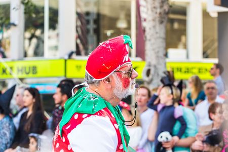 LIMASSOL, CYPRUS - FEBRUARY 26: Grand Carnival Parade - an unidentified people of all ages ,gender and nationality in colorful costumes during the street carnival, February 26, 2017 in Limassolのeditorial素材