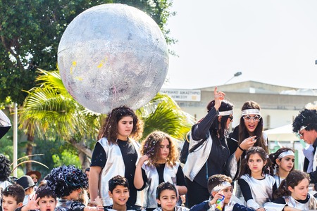 LIMASSOL, CYPRUS - FEBRUARY 26: Children Carnival takes part in Children carnival parade, February 26, 2017 in Limassol, Cyprusのeditorial素材