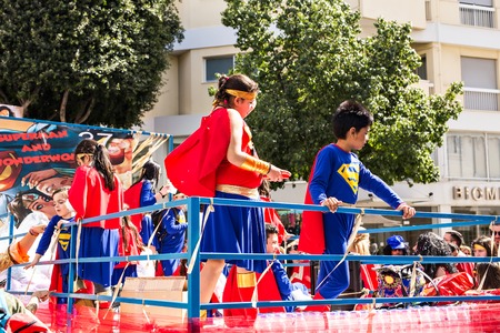 LIMASSOL, CYPRUS - FEBRUARY 26: Children Carnival takes part in Children carnival parade, February...