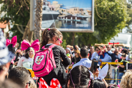 LIMASSOL, CYPRUS - FEBRUARY 26: Grand Carnival Parade - an unidentified people of all ages ,gender and nationality in colorful costumes during the street carnival, February 26, 2017 in Limassolのeditorial素材