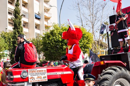LIMASSOL, CYPRUS - FEBRUARY 26: Carnival parade with colorful costumes, February 26, 2017 in Limassolのeditorial素材