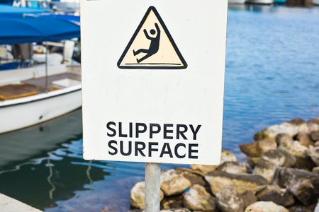Warning: Slippery Surface signの写真素材