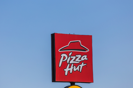 AYIA NAPA, CYPRUS - FEBRUARY 25, 2017: Pizza Hut Restaurant Sign. Pizza Hut is one of the main pizza restaurants in Cyprus.のeditorial素材