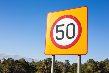 Road sign speed limit to 50, traffic signの写真素材