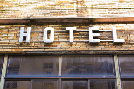 beautiful old hotel sign in viennaの写真素材