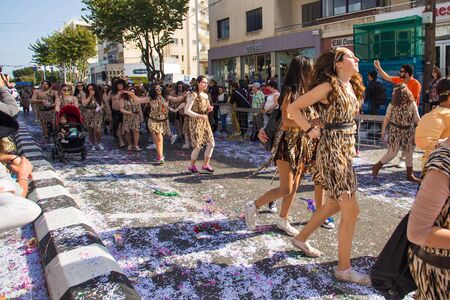 LIMASSOL, CYPRUS - FEBRUARY 26: Carnival parade with colorful costumes, February 26, 2017 in Limassolのeditorial素材