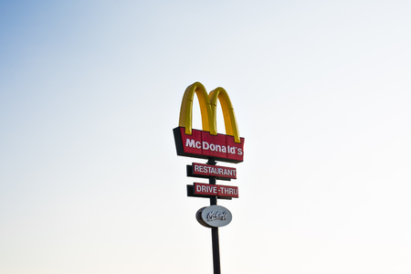AYIA NAPA, CYPRUS - JANUARY 21: McDonalds Restaurant logo in Ayia Napa, Cyprus. The McDonalds...