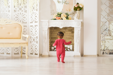 Cute little boy at homeの写真素材