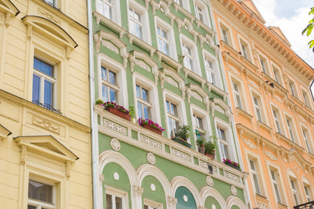 Facade of a building in Karlovy Varyの写真素材